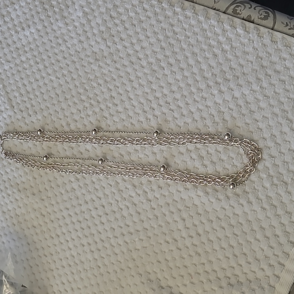 Silver tone 16 inch 3 strand necklace